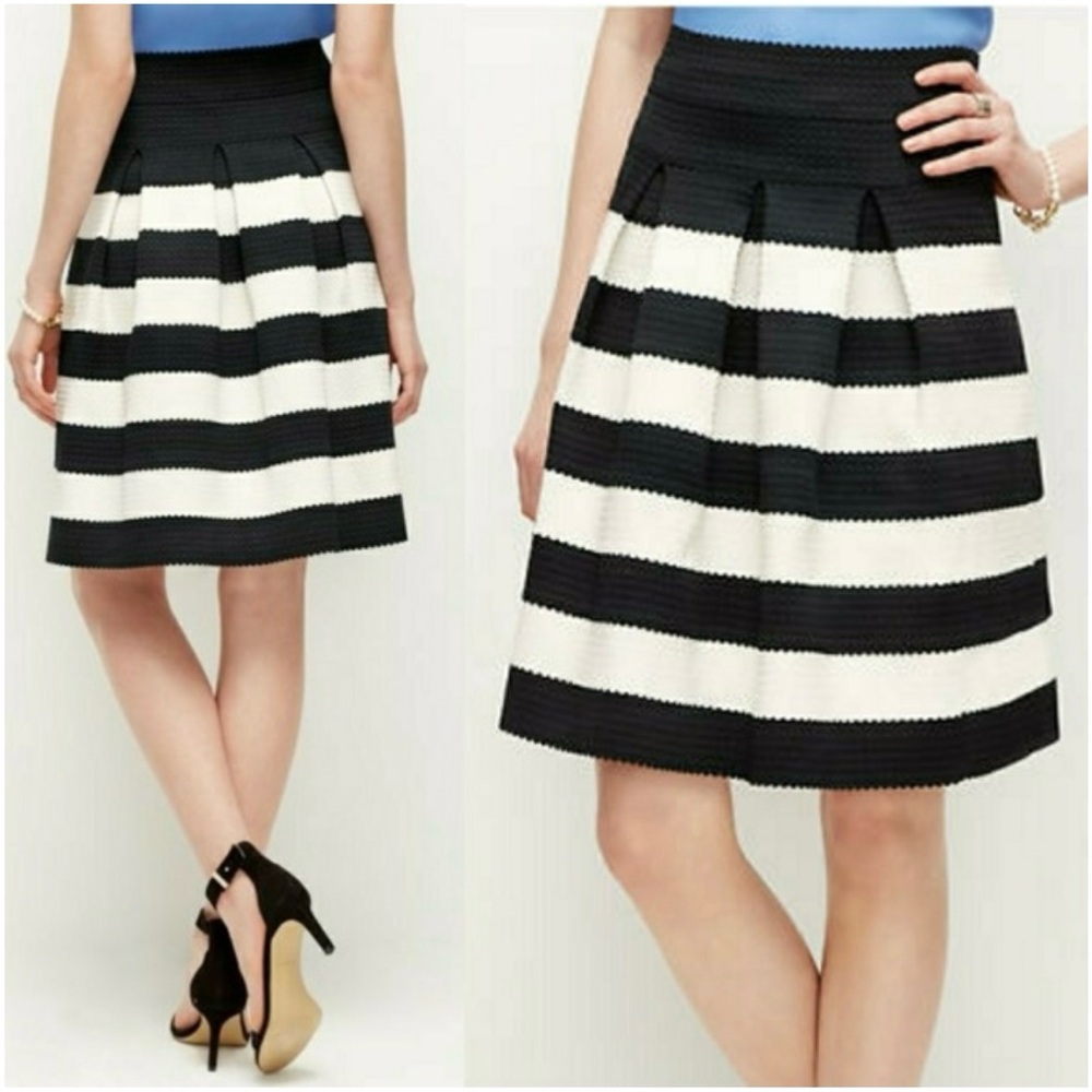 Ann Taylor Black Ribbon Stripe Full Skirt A-Line skirt-Like New!